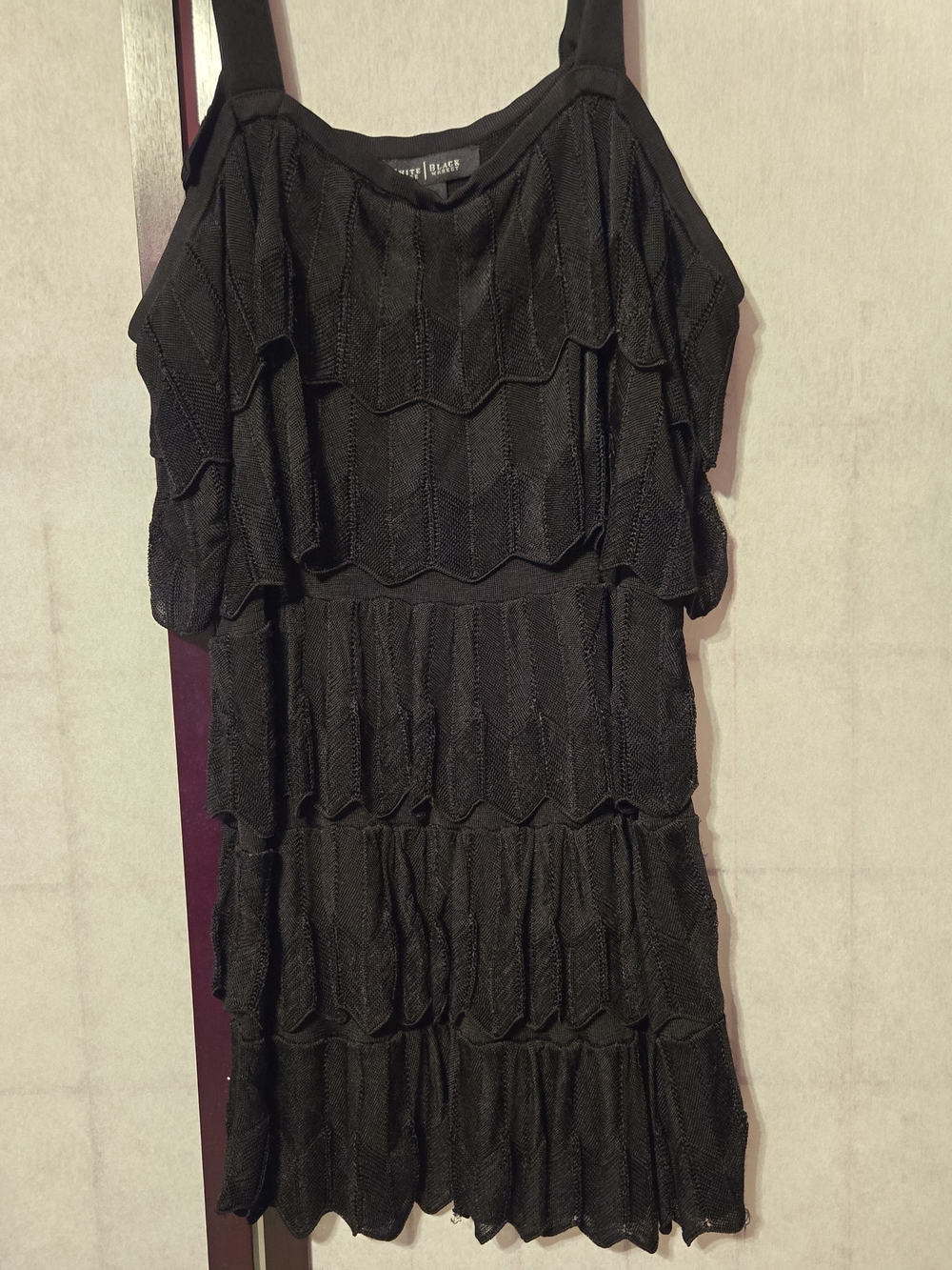 White House Black Market Black Tiered Ruffle Sleeveless Top